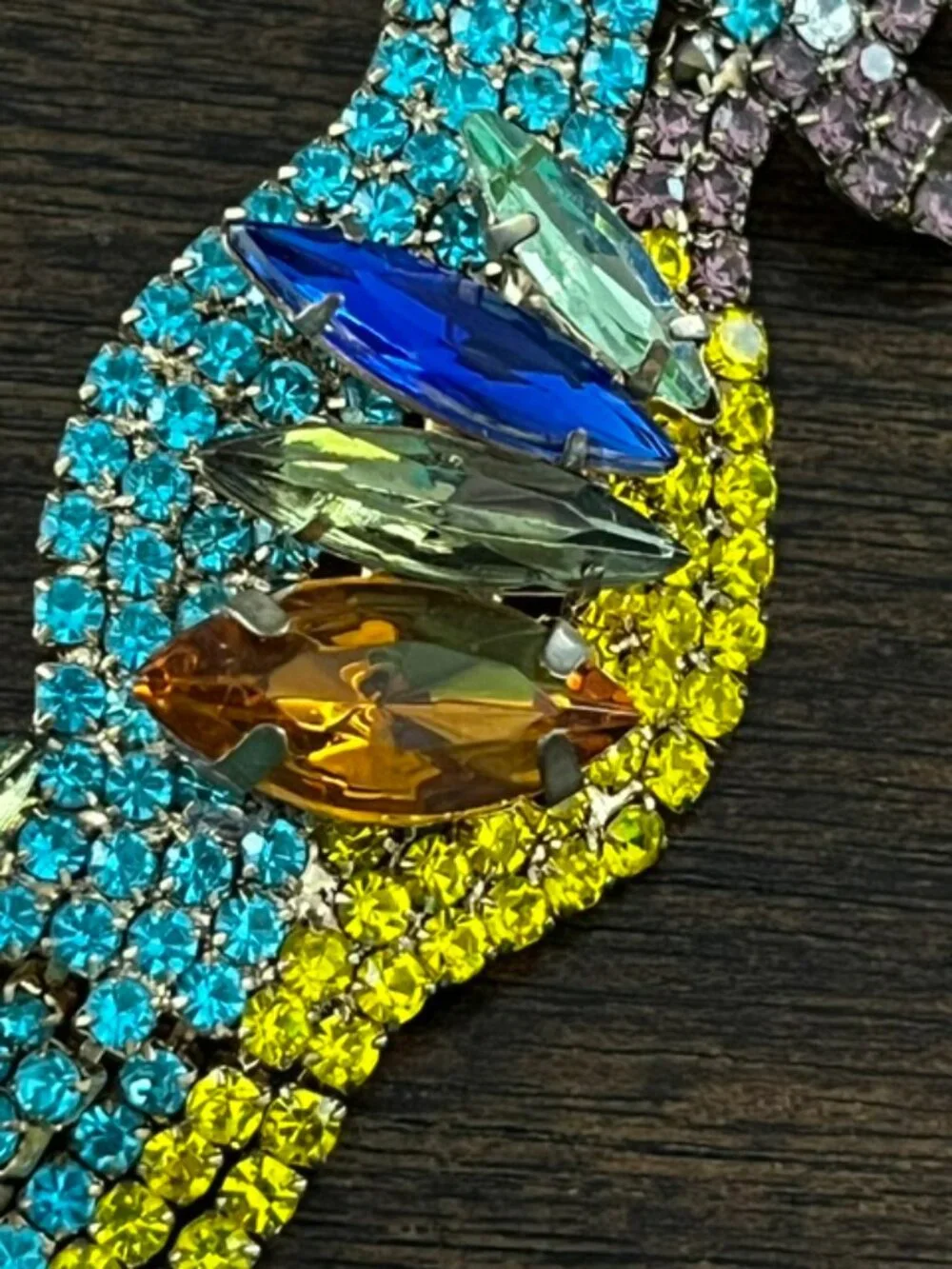 Parrot Brooch Pin Colorful Multi-Color Rhinestone Tropical